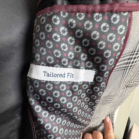 Kilburne + Finch Plaid Sport Coat Gray Black Blazer 46L Tailored Fit workwear - Picture 9 of 10